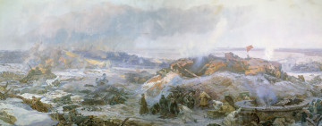 Картинка рисованные армия сталинград зима дым руины солдаты пехота
