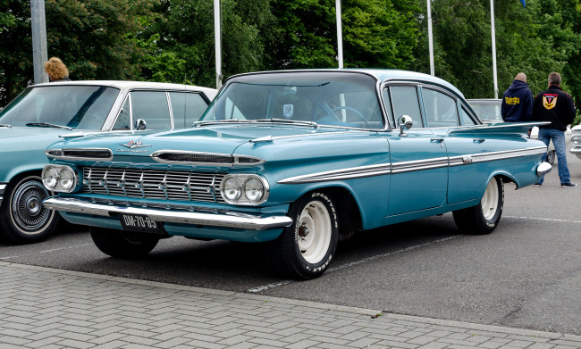 Обои картинки фото chevrolet impala 1959, автомобили, выставки и уличные фото, ретро, история, автошоу, выставка