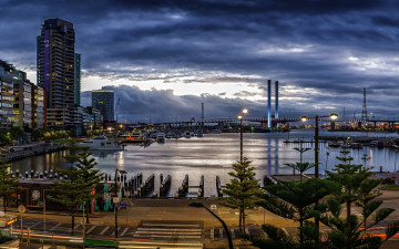 Картинка мельбурн +австралия города мельбурн+ австралия закат залив небоскребы городской пейзаж