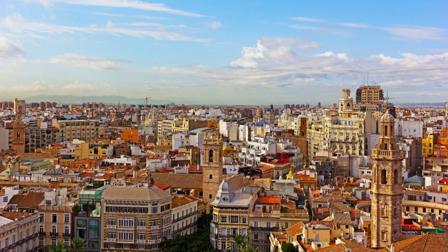 Обои картинки фото города, валенсия , испании, панорама