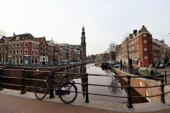 Картинка города амстердам+ нидерланды канал мост