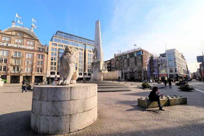 Обои картинки фото города, амстердам , нидерланды, площадь, памятник