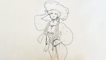 Картинка рисованное люди девушка в шляпе