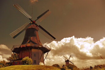 Картинка разное мельницы облака голландия