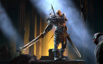 Картинка видео игры diablo iii варвар 3 демоны схватка оружие мечи амулет замок зал