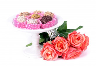 Картинка еда конфеты +шоколад +сладости розы ассорти