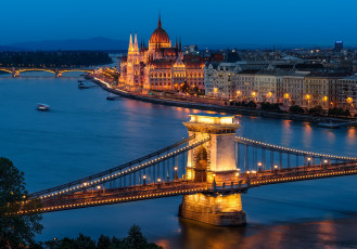 обоя города, будапешт , венгрия, парламент, мосты, вечер, будапешт, город
