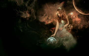 Картинка девушки -unsort+ креатив angel девушка земной шар космос