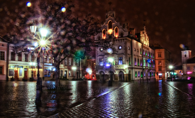 Обои картинки фото rzeszow poland, города, - огни ночного города, огни, польша, дома, улица, ночь