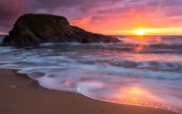 Картинка природа восходы закаты закат волны скала