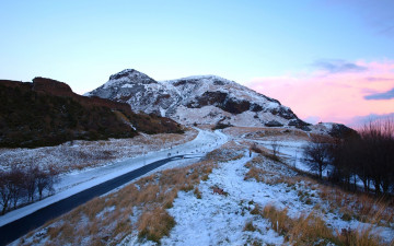 Картинка природа горы зима снег дорога шотландия