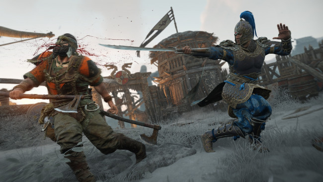 Обои картинки фото видео игры, for honor, самурай, викинг, укрепление, бой
