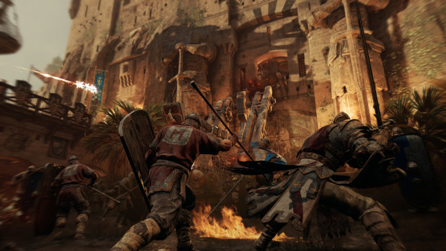 Обои картинки фото видео игры, for honor, воины, замок, штурм, рыцари
