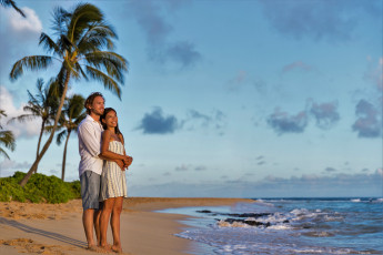 Картинка разное мужчина+женщина пара пальмы море пляж тропики