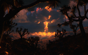 Картинка Ядерная ночь разное компьютерный дизайн взрыв Ядерный деревья небо лес