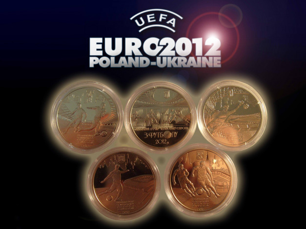 Обои картинки фото спорт, другое, футбол, евро, 2012, медали, комплект
