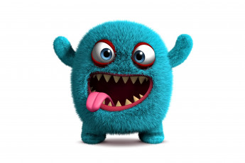 Картинка 3д+графика юмор+ humor funny fluffy cute monster face