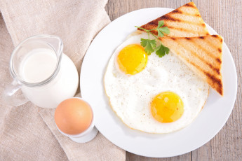 Картинка еда Яичные+блюда завтрак хлеб яйца молоко зелень breakfast bread eggs milk greens