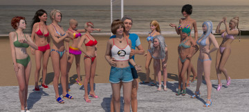 Картинка 3д+графика люди+ people пляж девушки мужчина