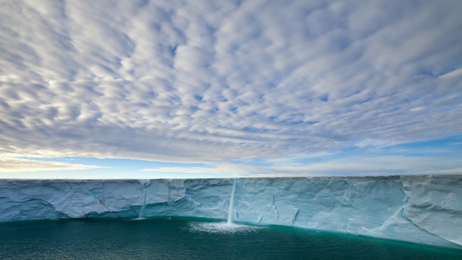 Обои картинки фото природа, айсберги и ледники, ледник, водопад, норвегия
