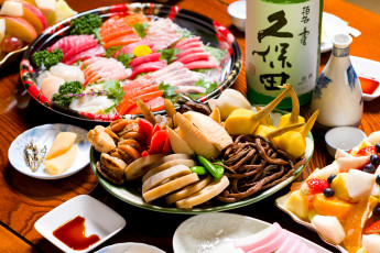 обоя еда, рыба,  морепродукты,  суши,  роллы, морепродукты, блюда, ассорти, фрукты, японская, кухня