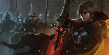 Картинка фэнтези девушки девушка рыцарь доспехи меч