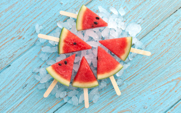 Картинка еда арбуз water melon ломтики лёд