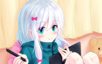 обоя аниме, eromanga-sensei, фон, девушка, взгляд