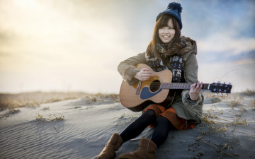 Картинка музыка -другое природа гитара девушка азиатка