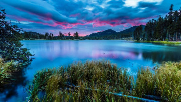 Картинка природа реки озера горы озеро закат