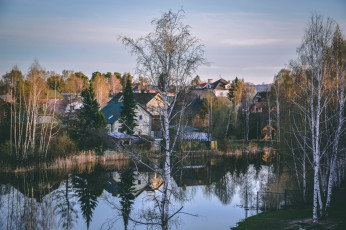 Картинка города -+пейзажи природа россия озеро коттеджи березы