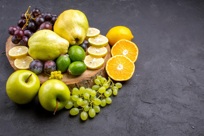 Обои картинки фото еда, фрукты,  ягоды, фейхоа, яблоки, лимоны, айва