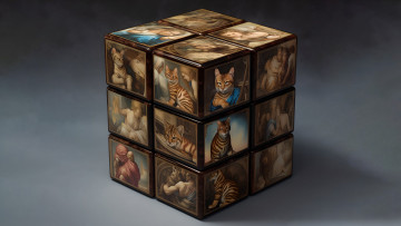 Картинка фэнтези другое нейросети графика нейроарт ai art нейронные сети рисунки нейро искусство кубик рубика из котов