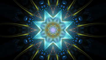 Картинка 3д+графика абстракция+ abstract лучи фигура звезда узор симметрия углы линии лепестки цветок свет