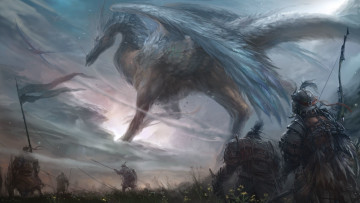 Картинка фэнтези существа воины дракон