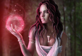 Картинка фэнтези магия украшения девушка jenny laatsch кулон амулет сфера шар арт