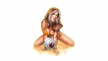 Картинка рисованное люди фон мяч девушка взгляд