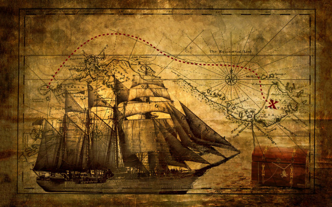 Обои картинки фото разное, глобусы,  карты, клад, корабль, флибустьеры, пираты, пиратская, карта, сокровищ