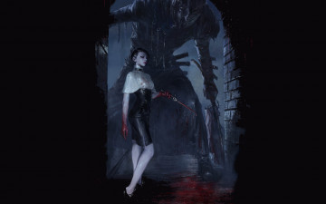 Картинка фэнтези вампиры демон нож арка кровь девушка