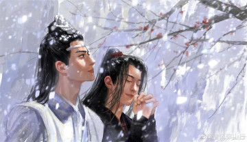Картинка рисованное кино +мультфильмы лань ванцзи вэй усянь снег ветки