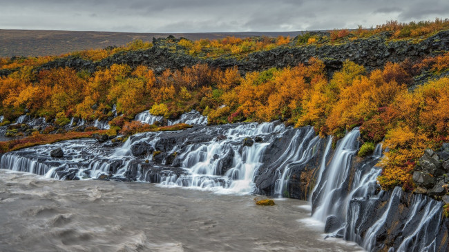 Обои картинки фото hraunfossar, iceland, природа, водопады