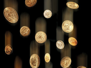 Картинка разное золото купюры монеты