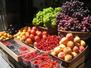 обоя еда, фрукты, ягоды, клубника, виноград