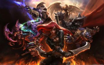 обоя league, of, legends, видео, игры, ангел, девушки, ashe, katarina, ryze