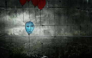 обоя разное, граффити, стена, лицо