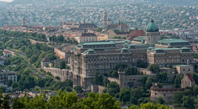 Обои картинки фото города, будапешт, венгрия, панорама, крыши, замок