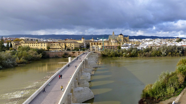 Обои картинки фото испания, андалусия, кордоба, города, панорамы, мост, река