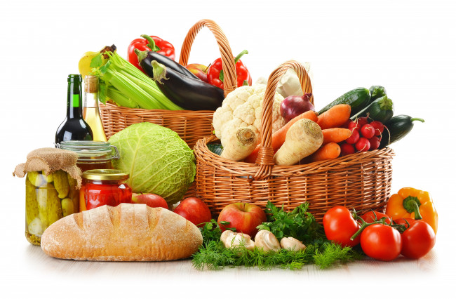 Обои картинки фото еда, овощи, витамины, томаты, хлеб, консервация, помидоры, качабки, зелень, чеснок, морковь