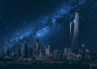 Картинка kuwait city города столицы государств здания звёздное небо ночной город кувейт