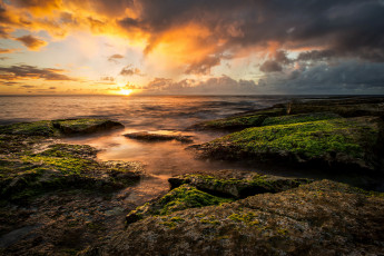 Картинка природа восходы закаты океан горизонт тучи солнце